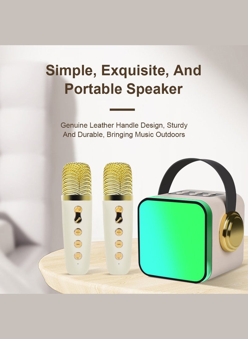 Glanfen Bluetooth Karaoke Speakers with 2 Pack Wirless Microphone and Colorful LED Light for Home Outdoor Party  - Image 2