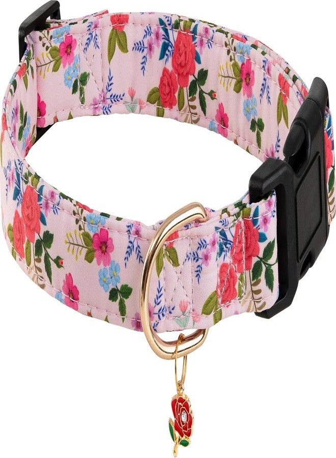 PREHAI Cute Rose Dog Collar for Small Medium Large Dogs Special Design Cute Pink Rose Dog Collar for Girl Female Dogs Soft Adjustable Rose Puppy Collars for Girl Female Dogs S - Image 1