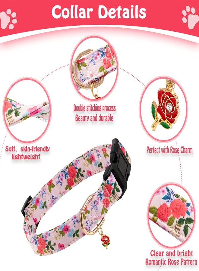 PREHAI Cute Rose Dog Collar for Small Medium Large Dogs Special Design Cute Pink Rose Dog Collar for Girl Female Dogs Soft Adjustable Rose Puppy Collars for Girl Female Dogs S - Image 3