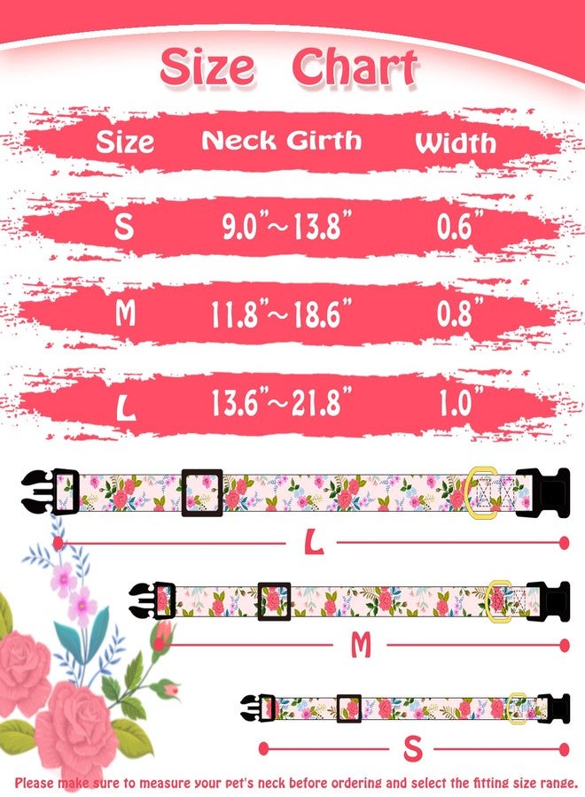 PREHAI Cute Rose Dog Collar for Small Medium Large Dogs Special Design Cute Pink Rose Dog Collar for Girl Female Dogs Soft Adjustable Rose Puppy Collars for Girl Female Dogs S - Image 2