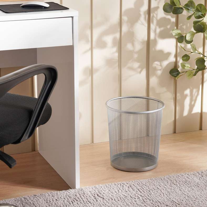 Pan Home Primary Metal Mesh Waste Bin 12L 22x27x28cm-Silver