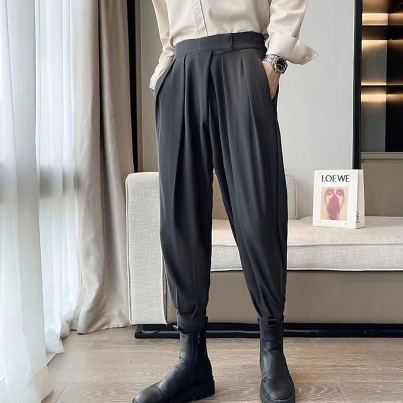 Mens Magic Tape Ankle Pants with Boots black