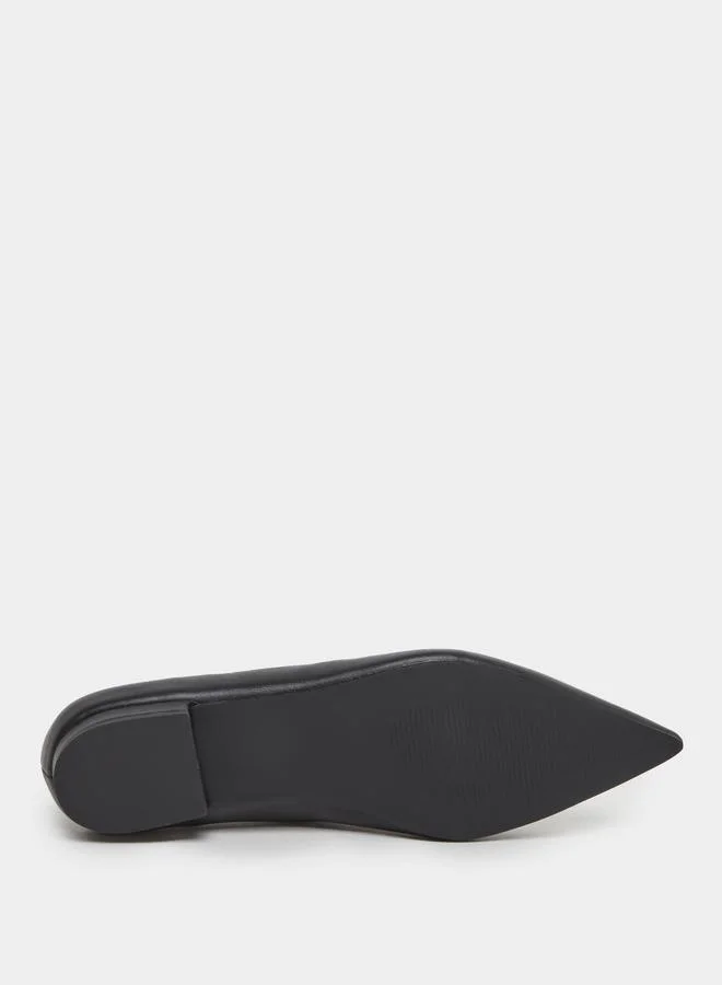 RAID Raid Black Pointed Toe Ballet Flat Shoes