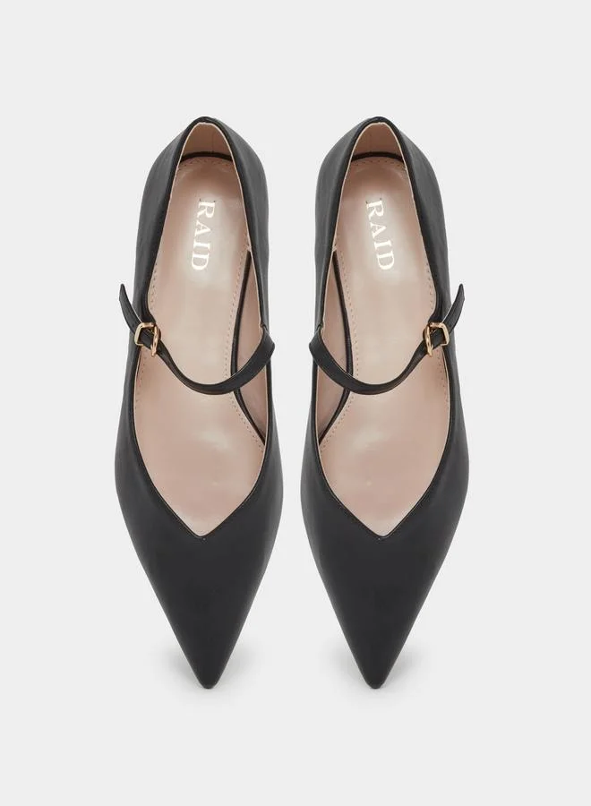 RAID Raid Black Pointed Toe Ballet Flat Shoes
