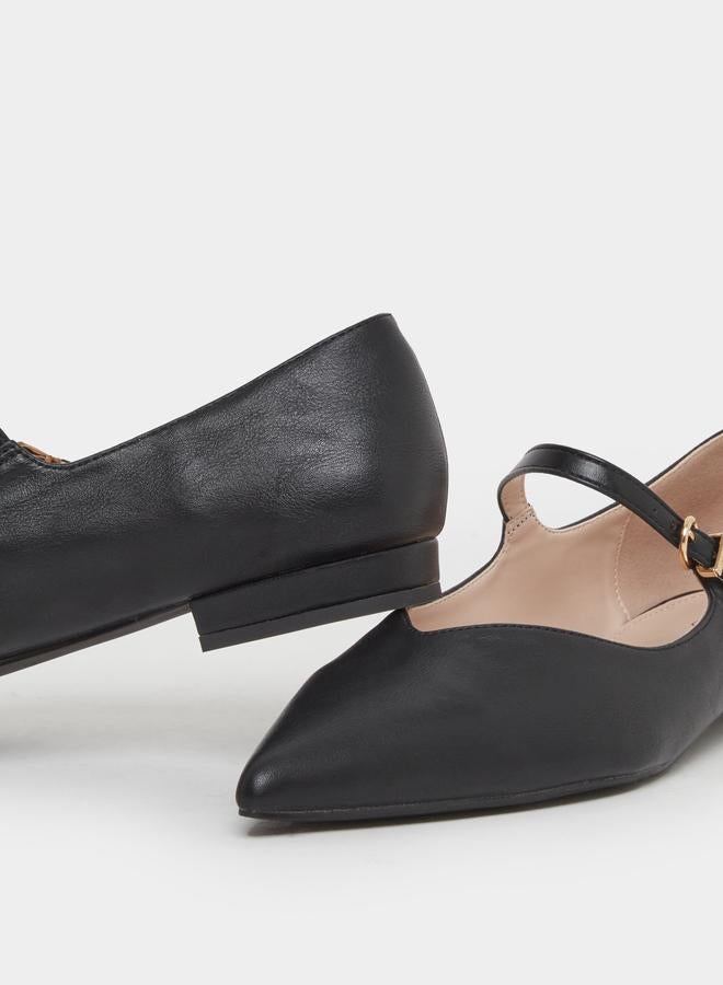 RAID Black Pointed Toe Ballet Flat Shoes - Image 3