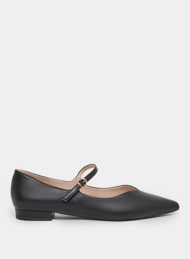 RAID Raid Black Pointed Toe Ballet Flat Shoes