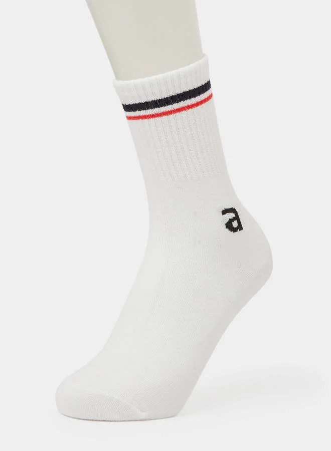 Styli  Pack of 4 White Printed Crew Socks for Men | Best Price UAE