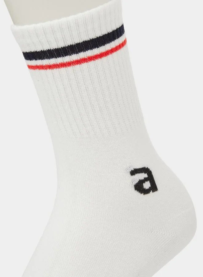 Styli  Pack of 4 White Printed Crew Socks for Men | Best Price UAE