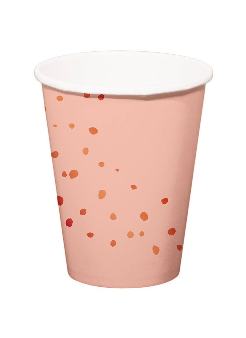 Disposable Paper Cups Pink Rose Gold 350ml 8-Pack