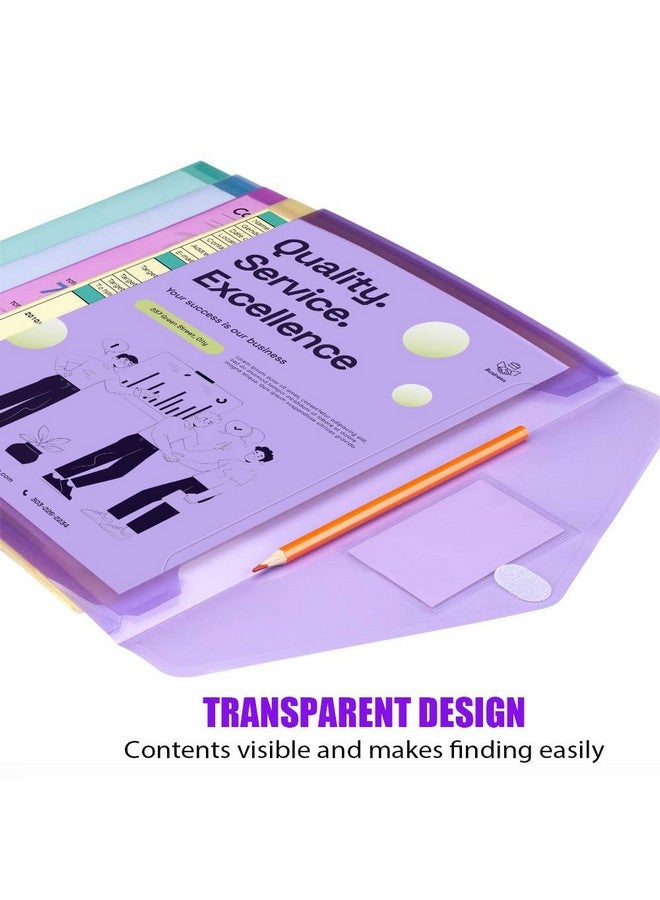 Sooez 10 Pack Plastic Envelopes Poly Envelopes, Clear Document Folders File Folders Us Letter A4 Size File Envelopes With Label Pocket, Assorted Color - Image 5