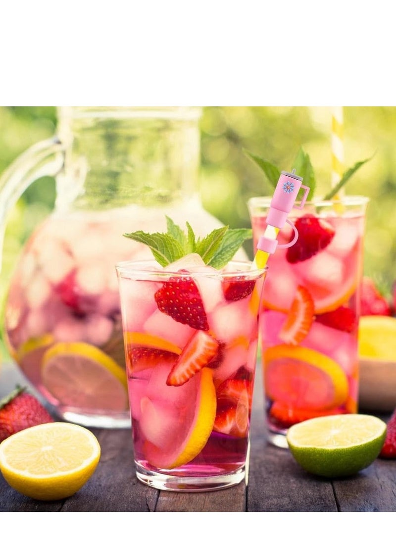 Mmmon 4Pcs Straw Cover for Cup,Silicone Straw Topper Compatible with 30OZ 40OZ Tumbler with Handle(Pink) - Image 4