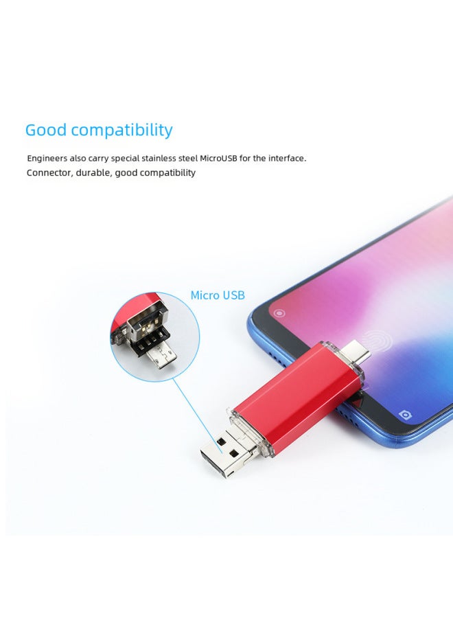 USB Flash Drive TYPE-C Android Mobile Phone Computer Three-in-one USB Flash Drive 8G16G32G Creative OTG High-speed USB Flash Drive-Color:Two In One-Capacity:128GB - Image 4