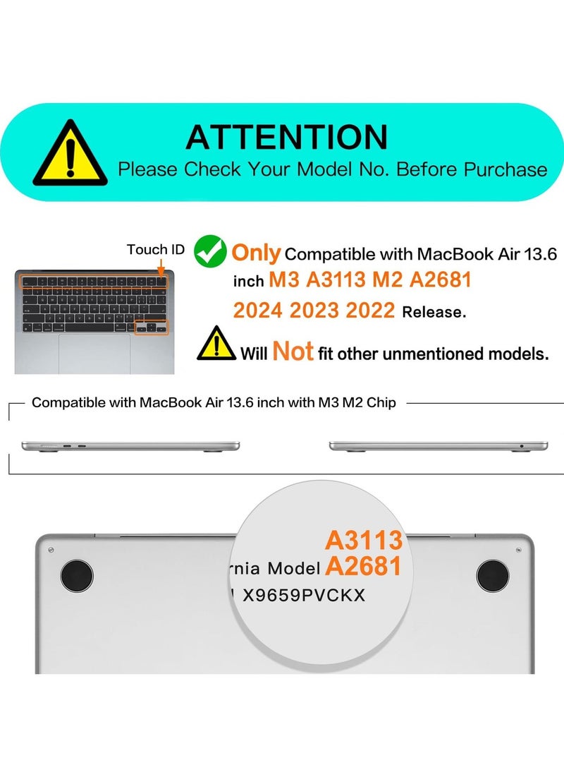 Hard Shell Plastic Case Compatible for MacBook Air 13.6 Inch M3 A3113 M2 A2681 with Retina Display & Touch ID Release 2024 2023 2022 - Matte Clear - Image 2