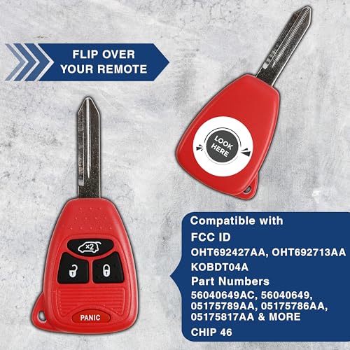KeylessOption Key Fob Replacement for 2004 2005 2006 2007 2008 2009 2010 2011 2012 2013 2014 2015 2016 Chrysler 300 Dodge Durango Ram Jeep Cherokee Remote, 4-Button OHT692427AA, Self Programming - Image 4
