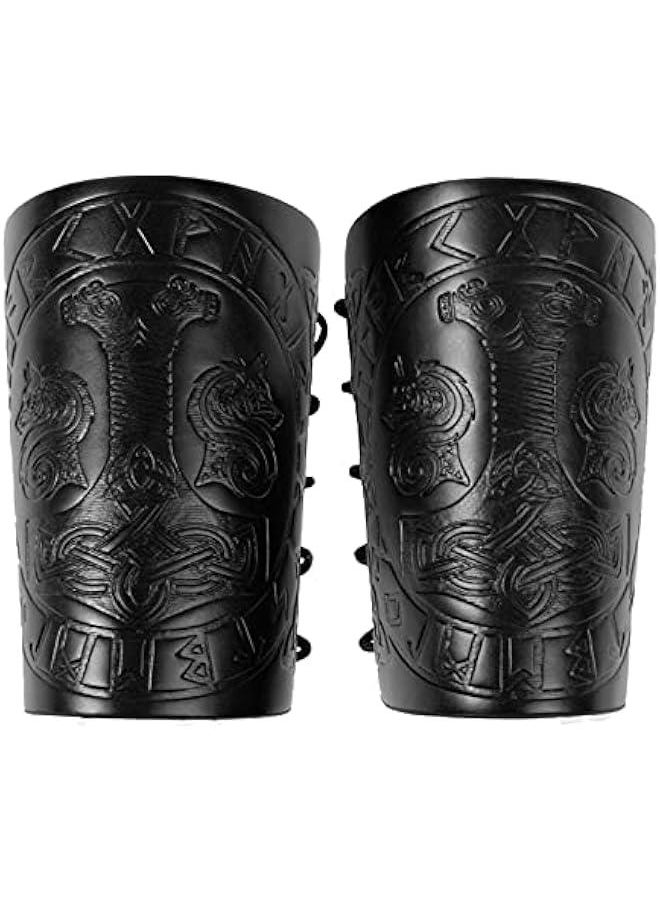Generic Viking Arm Bracer, Embossed Norse Symbol Faux Leather Arm Armor, Medieval Faux Leather Arm Wristband for LARP  - Image 1