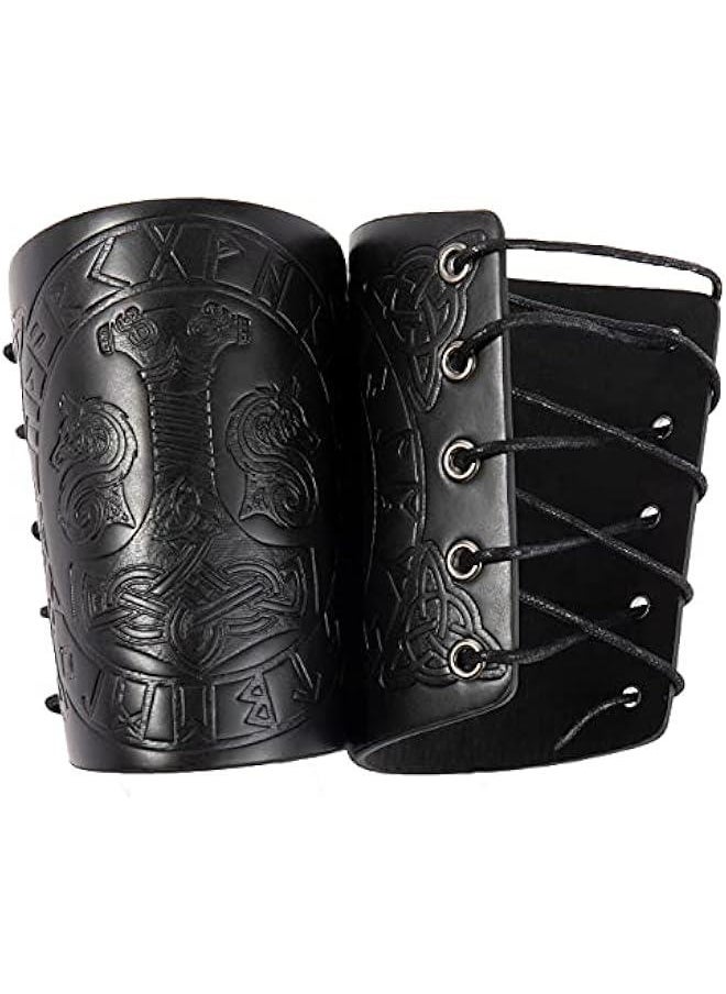 Generic Viking Arm Bracer, Embossed Norse Symbol Faux Leather Arm Armor, Medieval Faux Leather Arm Wristband for LARP  - Image 3