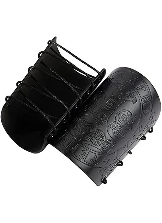 Generic Viking Arm Bracer, Embossed Norse Symbol Faux Leather Arm Armor, Medieval Faux Leather Arm Wristband for LARP  - Image 4
