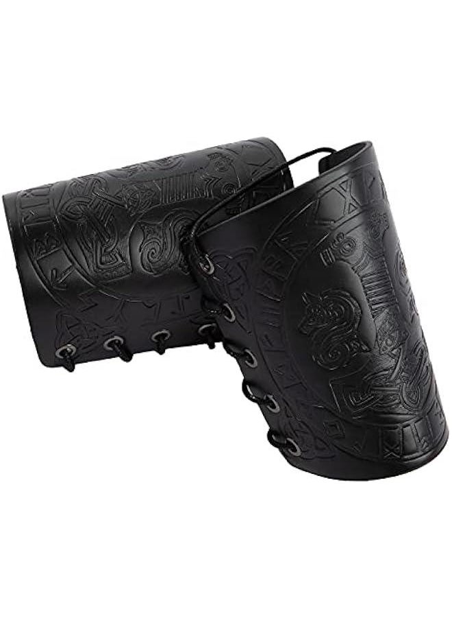 Generic Viking Arm Bracer, Embossed Norse Symbol Faux Leather Arm Armor, Medieval Faux Leather Arm Wristband for LARP  - Image 5