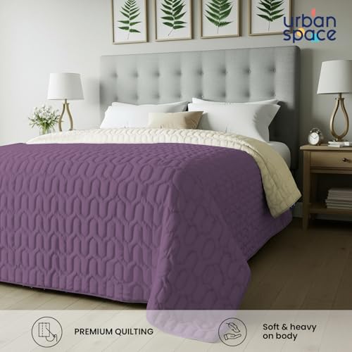 Urban Space Ultra Soft Quilted Winter Solid Comforters for Single Bed | 200 GSM | Fluffy Microfibre Reversible Solid AC Blanket/Duvet for Luxury (Plum & Pearl - 58 X 88 Inches or 145 cm X 225 cm) - Image 3