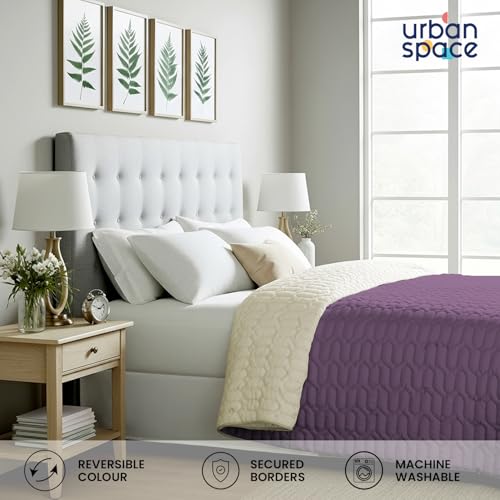 Urban Space Ultra Soft Quilted Winter Solid Comforters for Single Bed | 200 GSM | Fluffy Microfibre Reversible Solid AC Blanket/Duvet for Luxury (Plum & Pearl - 58 X 88 Inches or 145 cm X 225 cm) - Image 4