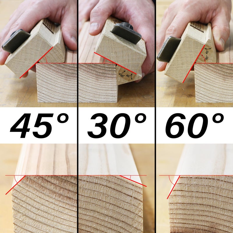 KAKURI Chamfer Plane for Wood 30, 45, 60 Degree Angle Adjustable, KANNA Japanese Hand Plane Chamfer Planer Tool for WoodWorking, Sharp Japanese Steel Blade & Oak Body, Made in JAPAN - Image 2