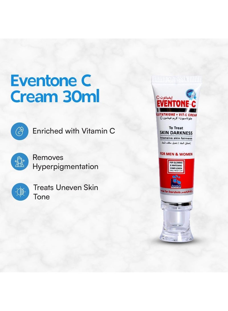 PharmaHealth Eventone-C L-Glutathione + Vitamin C Skin Darkness Treatment Cream For Men and Women Combined with Glutaglitter, L-Glutathione 500mg and Vitamin C 100mg Capsules for Effective Results(One Month Supply)  - Image 3