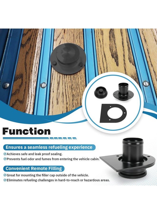 pqy 17-2530 Remote Fuel Tank Filler Neck Straight With Billet Aluminum Gas Cap and Weld-On Steel Bracket for 2" Filler Hose Connection (black) - Image 5