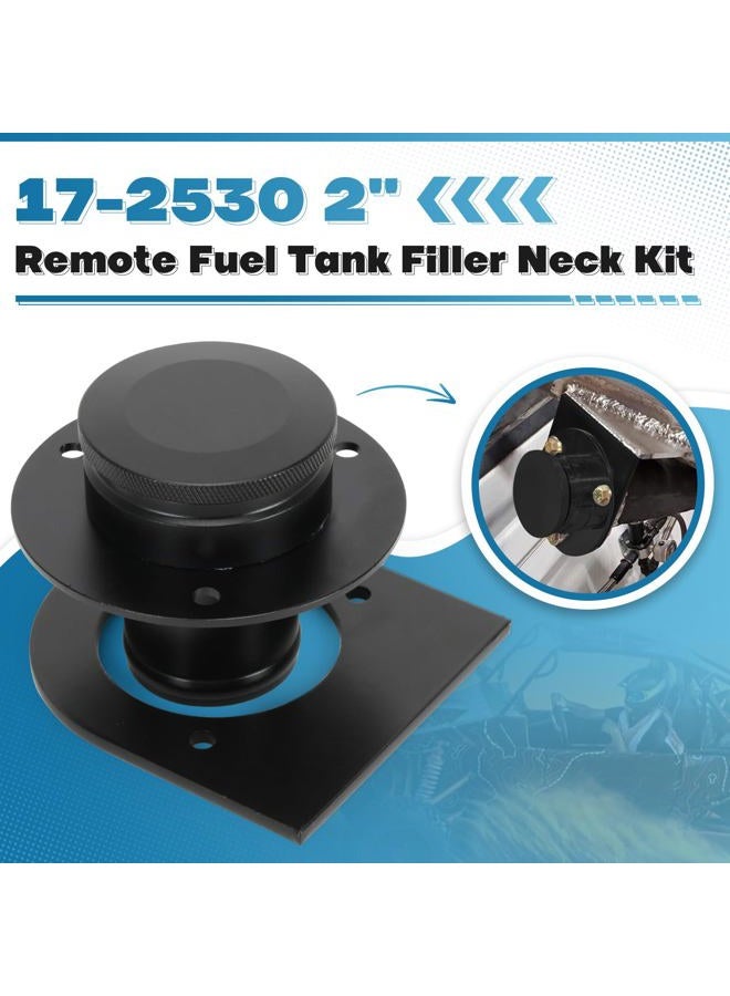 pqy 17-2530 Remote Fuel Tank Filler Neck Straight With Billet Aluminum Gas Cap and Weld-On Steel Bracket for 2" Filler Hose Connection (black) - Image 2