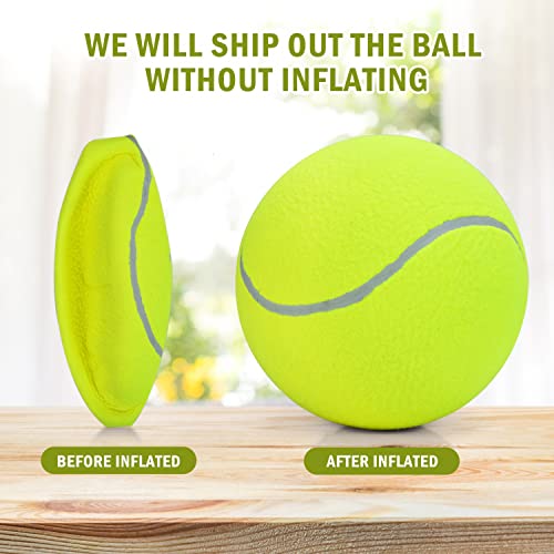 SenseYo Pomeat 2 PCS Gaint Tennis Ball for Dogs, 9.5" Inflatable Large Tennis Balls Pet Chew Toy, Inflatable Rubber Non-Toxic Pet Toy Balls with Pump & Needle for Small Medium Large Dogs - Image 3