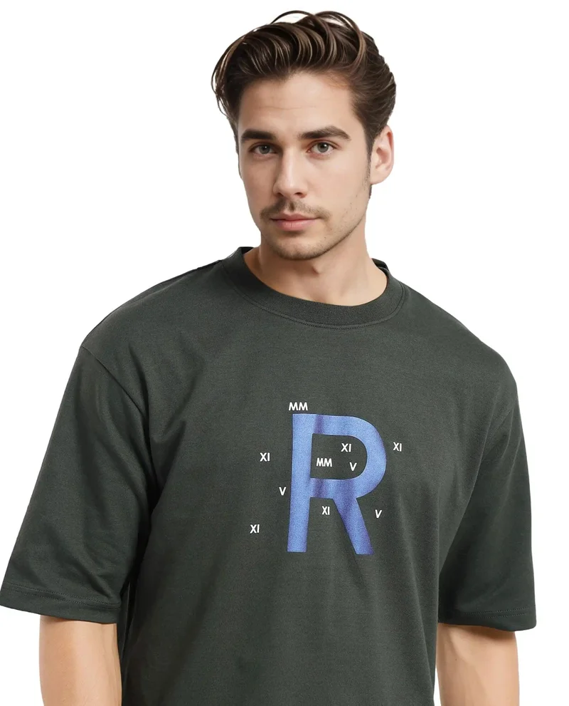 Rare Rabbit Men's Boxy Fit Graphic Printed T-Shirt