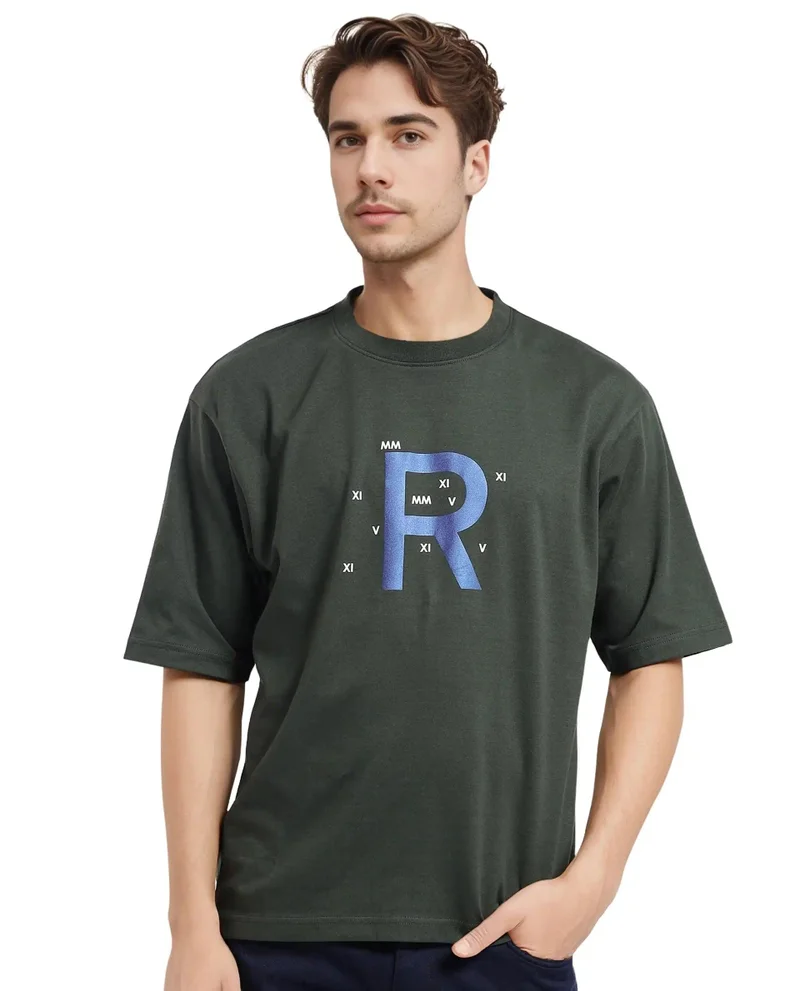 Rare Rabbit Men's Boxy Fit Graphic Printed T-Shirt