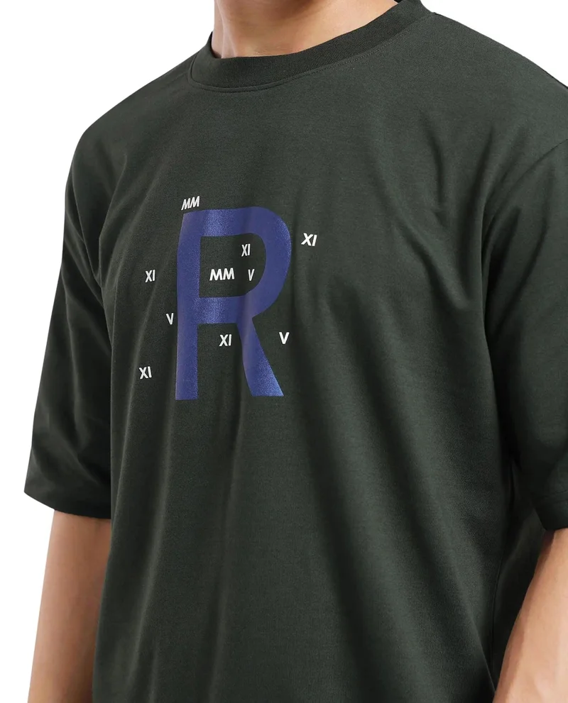 Rare Rabbit Men's Boxy Fit Graphic Printed T-Shirt