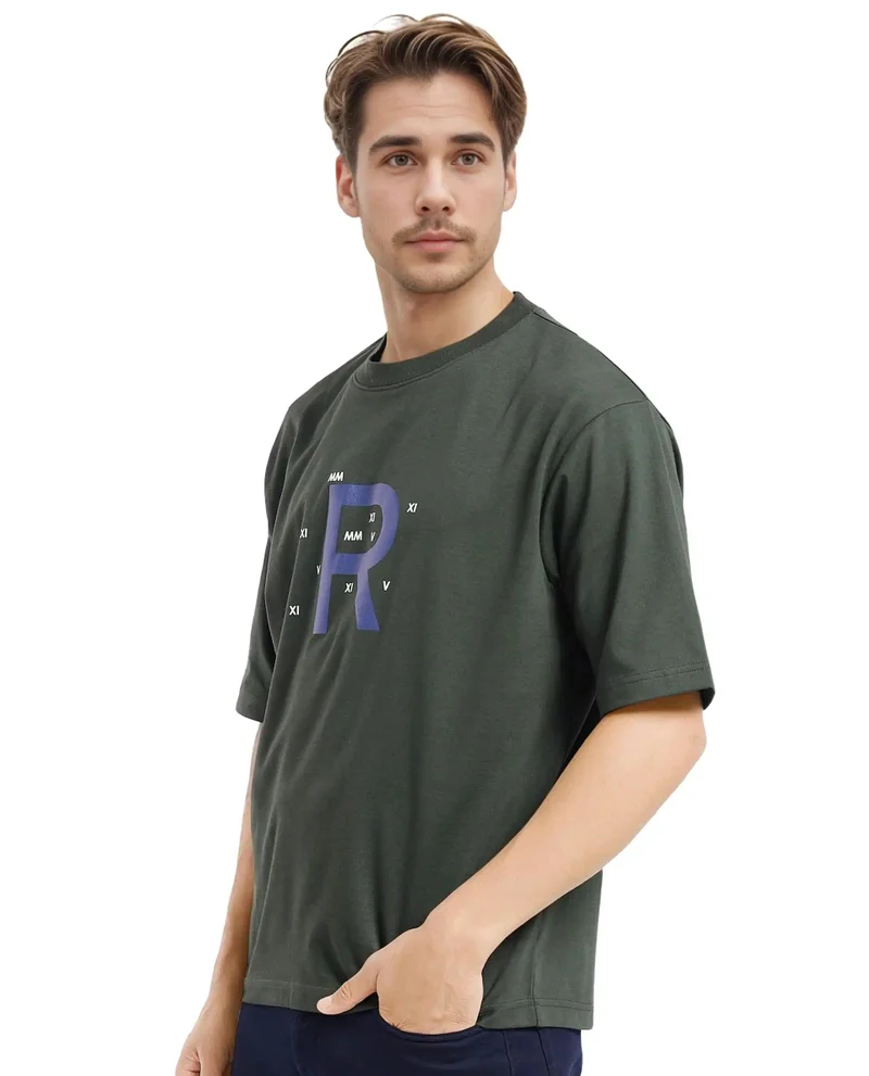 Rare Rabbit Men's Boxy Fit Graphic Printed T-Shirt