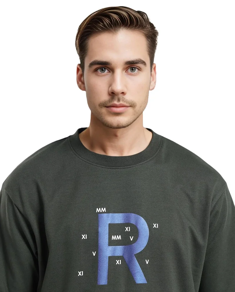 Rare Rabbit Men's Boxy Fit Graphic Printed T-Shirt