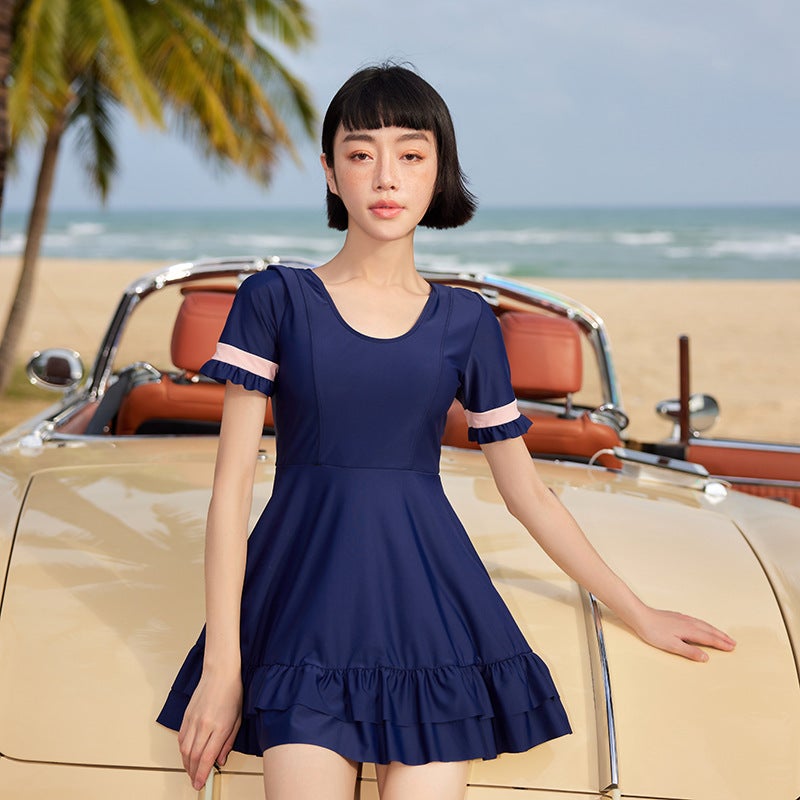 2023 New Plus Fat Women'S Swimsuit Fashion Sports Style 200Kg One-Piece Skirt Fat Mm Size Swimsuit - Image 3