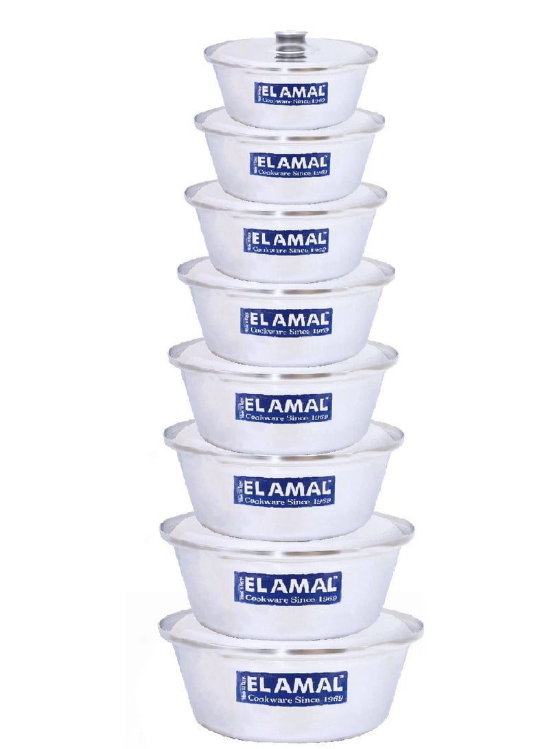 Elamal Aluminum Pots Set Conical Consisting of 8 Pots Egyptian Industry Size 16/18/20/22/24/26/28/30 cm - Image 2