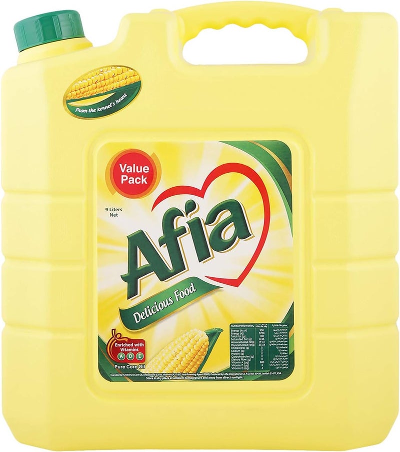 Afia زيت الذرة أفيا، 9 لترات - زيت طهي نقي ومغذى - Image 1
