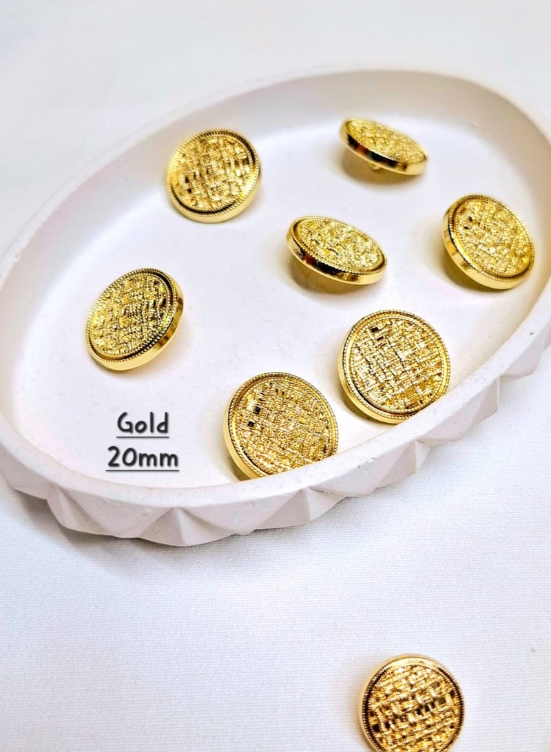 18-Piece Gold Metal Button Set – 15mm & 20mm Textured Design Buttons for Sewing - Image 1