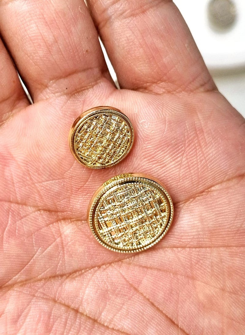 18-Piece Gold Metal Button Set – 15mm & 20mm Textured Design Buttons for Sewing - Image 3