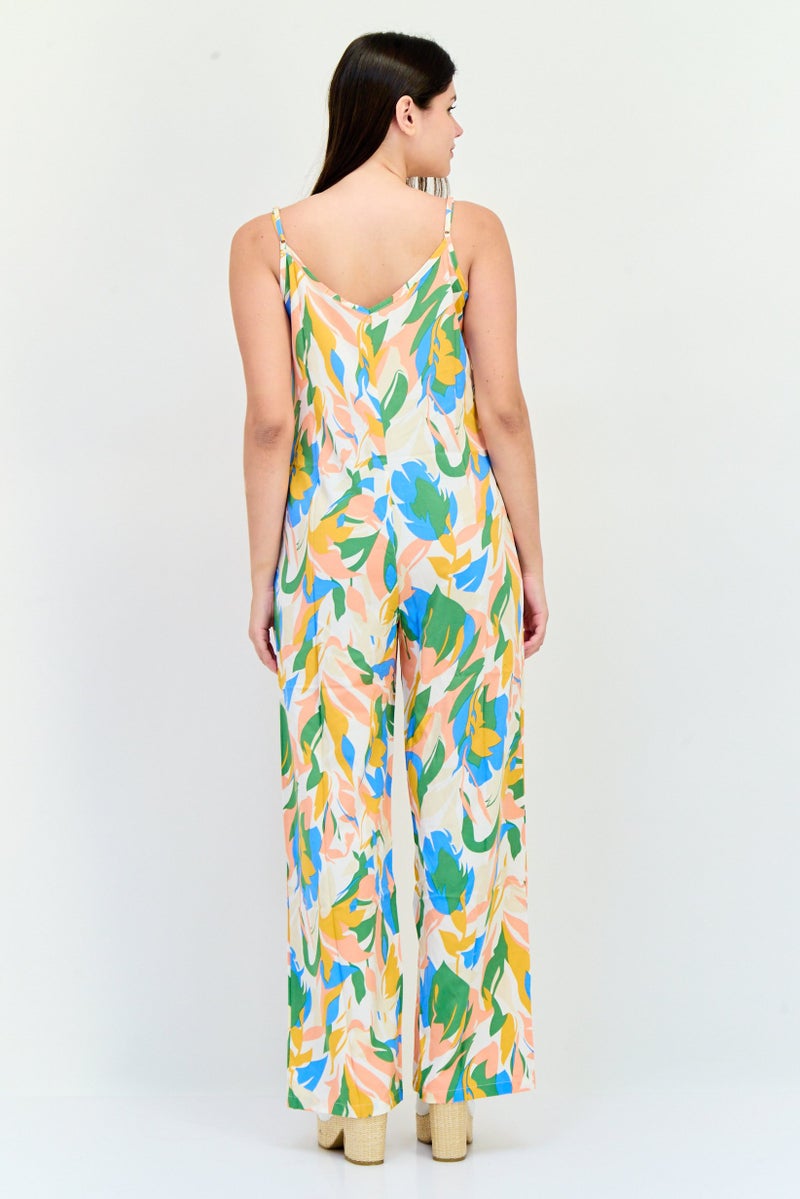 Vila Women Floral Print Sleeveless Jumpsuit, Multicolor - Image 4