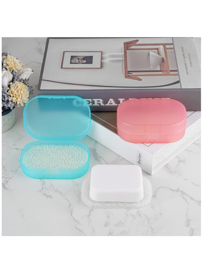 Excefore Travel Soap Container, 4 Pack Portable Soap Dish with Sponge Pad, Bar Soap Holder With Lid For Shower, For Traveling, Camping, Gym - Image 5