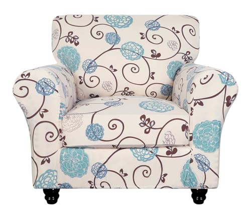 SearchI Stretch Sofa Cover Printed Couch Covers Floral Pattern 2 Piece Armchair Slipcover with Separate Chair Cushion Cover Washable Furniture Protector for Living RoomArmchair Ball Flower - Image 1