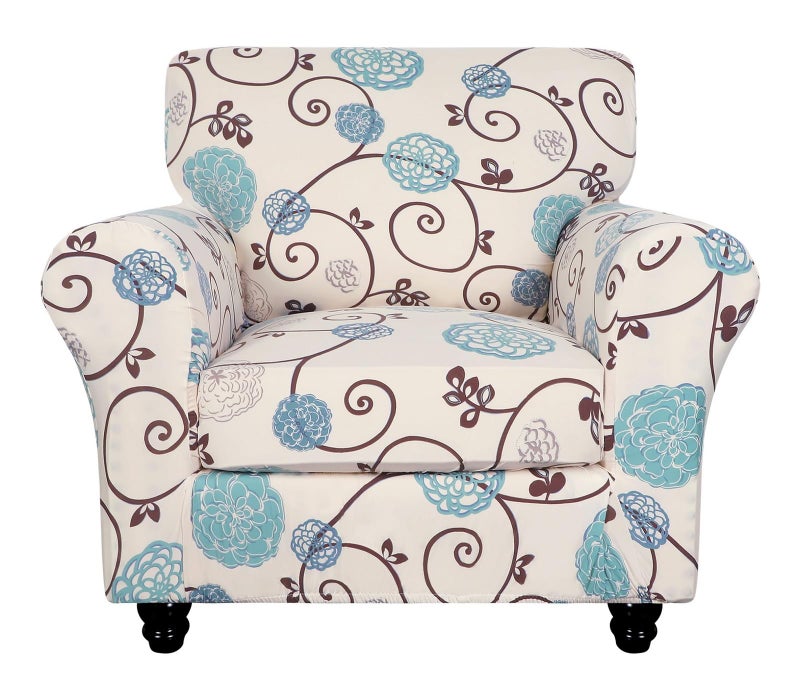 SearchI Stretch Sofa Cover Printed Couch Covers Floral Pattern 2 Piece Armchair Slipcover with Separate Chair Cushion Cover Washable Furniture Protector for Living RoomArmchair Ball Flower - Image 2