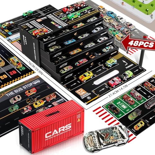 XBEY 48 Pcs Pull Back Car Set, Alloy Racing Car Toys, Bulk Mental Trucks Toy Vehicles Set, Toy Cars for Kids Ages 3-8, Goodie Bag Stuffers, Mini Cars, Party Favors for Kid (48 Pcs Toys Car for Kids) - Image 1