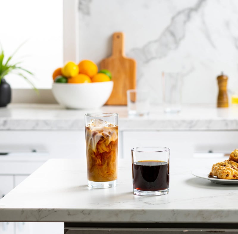 Le'raze Everyday Drinking Glasses Set of 8 Drinkware Hurricane Glasses, Kitchen Glasses for Cocktail, Iced Coffee, Beer, Ice Tea, Wine, Whiskey, Water, 4 Tall Glass Cups & 4 Short Dof Drinking Glass - Image 4