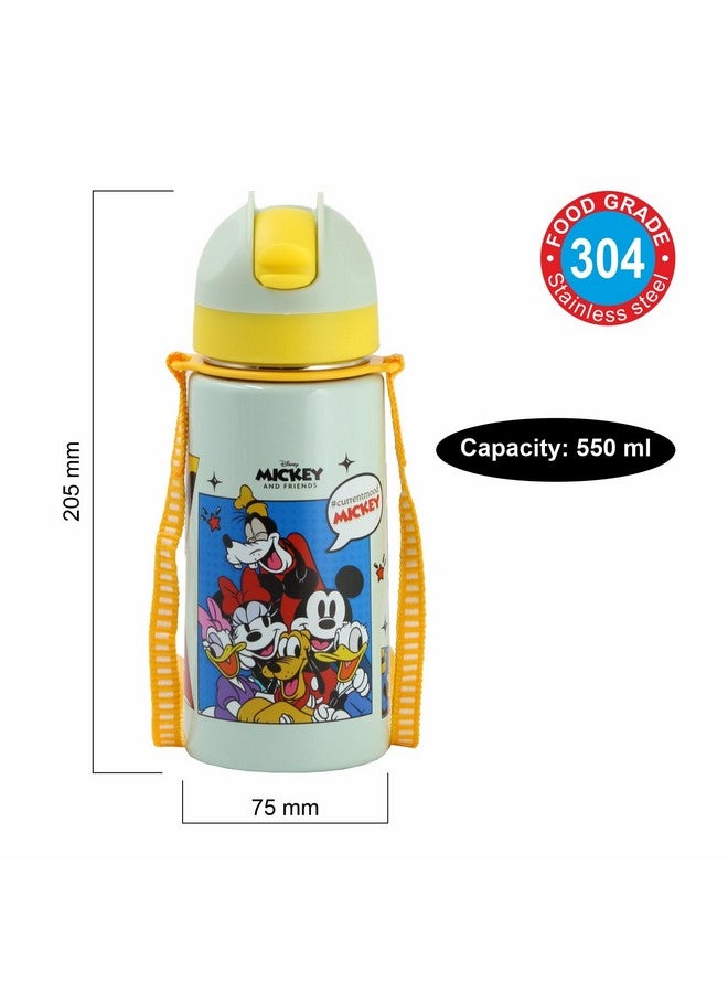 SKI Homeware TANGO Stainless Steel-304 grade Water Bottle for School, Kids favourite character prints | wide mouth | leak proof sipper | light weight | BPA Free & Food Grade - 550ML (Mickey & Friends) - Image 3