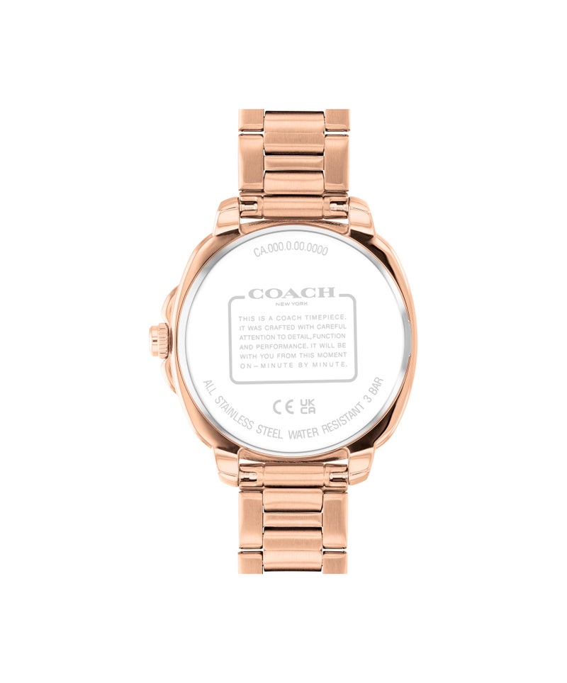 COACH Tonneau Analog Women'S Ionic Plated Rose Gold Steel Case  Watch - Image 2