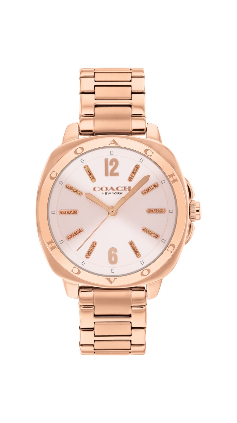 COACH Tonneau Analog Women'S Ionic Plated Rose Gold Steel Case  Watch - Image 3