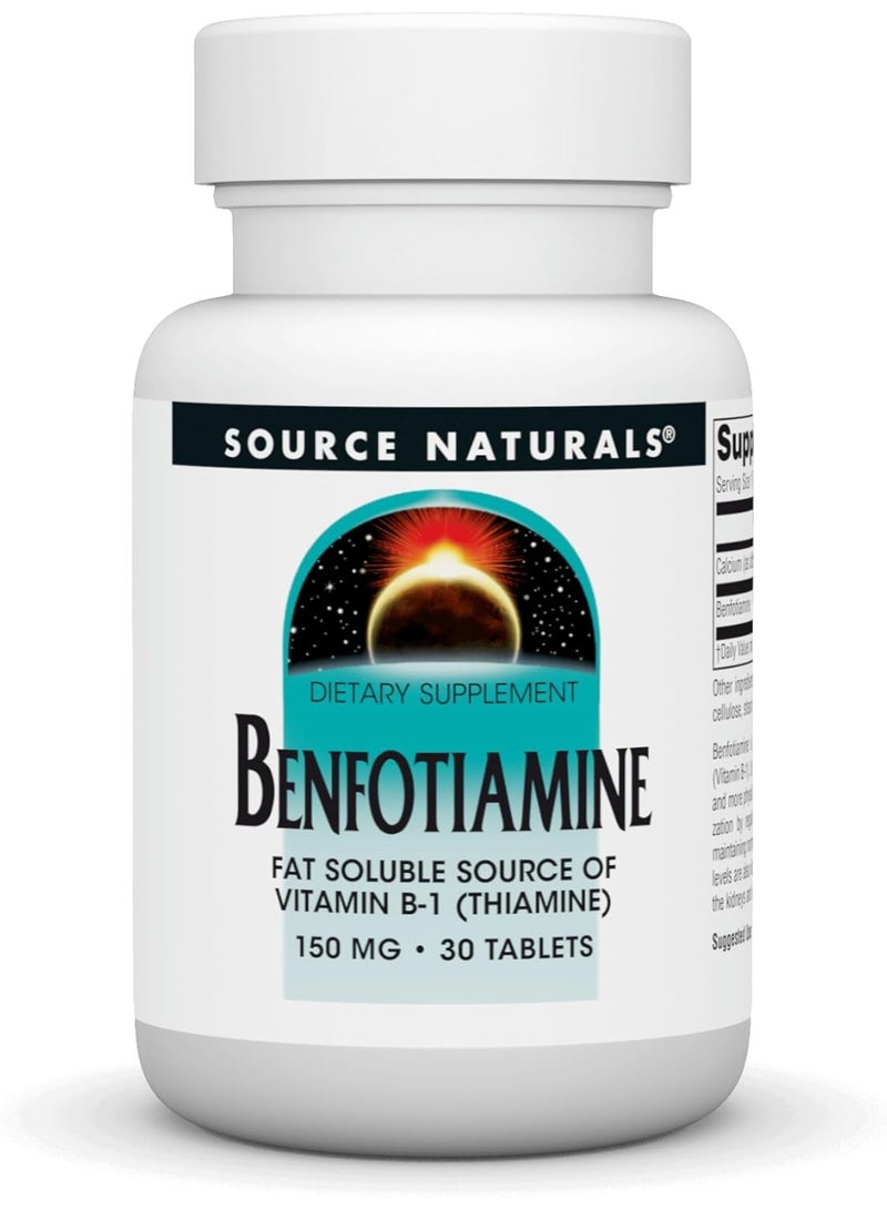 Source Naturals Benfotiamine, Fat Soluable Source of Vitamin B-1 (Thiamine) 150 mg 30 Tablet - Image 1
