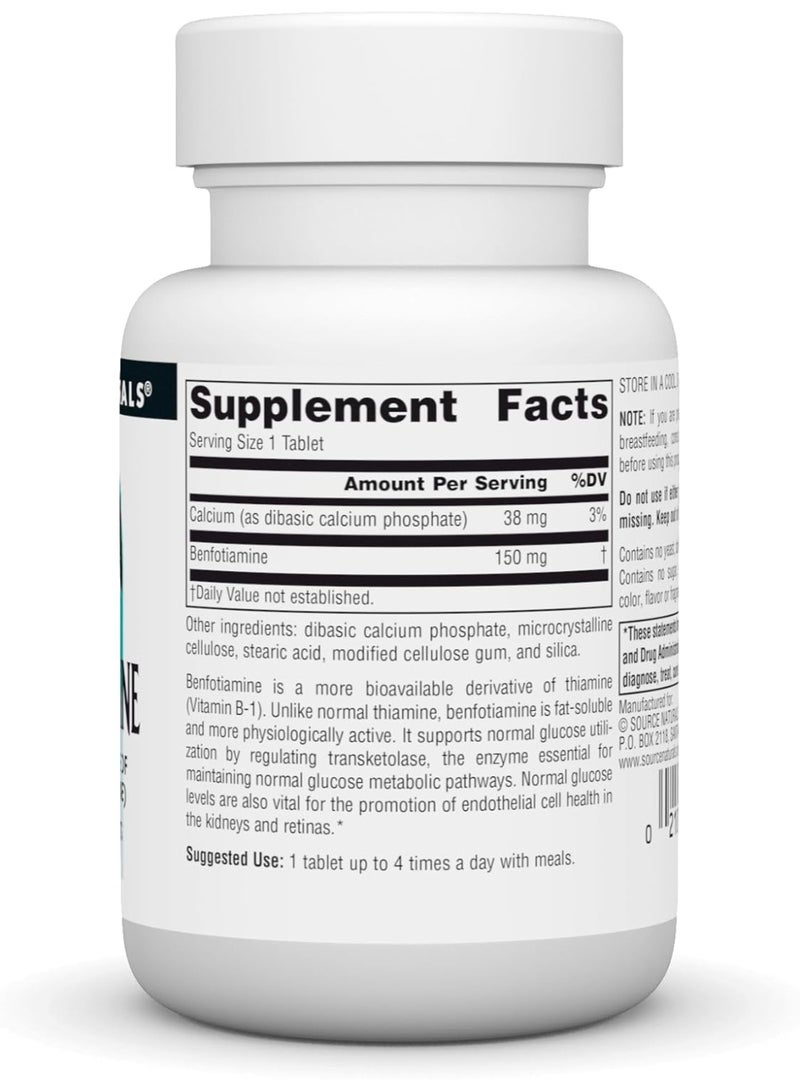 Source Naturals Benfotiamine, Fat Soluable Source of Vitamin B-1 (Thiamine) 150 mg 30 Tablet - Image 2